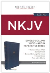 NKJV Single-Column Wide-Margin Reference Bible--cloth over board