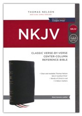 NKJV Classic Verse-by-Verse Center-Column Reference Bible, Comfort Print--genuine leather, black - Imperfectly Imprinted Bibles