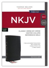 NKJV Classic Verse-by-Verse Center-Column Reference Bible, Comfort Print--genuine leather, black (indexed) - Slightly Imperfect