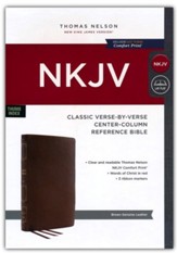 NKJV Classic Verse-by-Verse Center-Column Reference Bible, Comfort Print--genuine leather, brown (indexed) - Imperfectly Imprinted Bibles