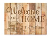 Personalized, Faux Wood Plaque, Welcome To Our Home,  Light Wood