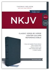 NKJV Classic Verse-by-Verse Center-Column Reference Bible--genuine leather, gray - Imperfectly Imprinted Bibles