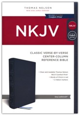 NKJV Classic Verse-by-Verse Center-Column Reference Bible--soft leather-look, gray - Slightly Imperfect