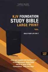 KJV Large-Print Foundation Study Bible--soft leather-look, black (indexed)