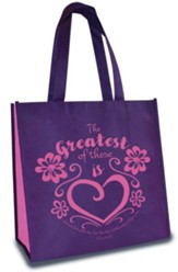 Greatest of These is Love, Eco Tote, Purple and Pink