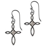 Open Cubic Zirconia Antique Cross Earrings