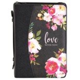 Love Never Fails Floral Bible Cover, Black, X-Large