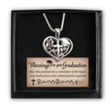 Heart & Cross Graduation Pendant with Mortarboard Gift Box