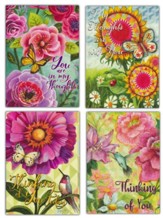 Flowers, Birds and Butterflies Thinking of You Cards, Box of 12