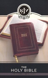 KJV Large-Print Compact Bible--soft leather-look, burgundy with zipper