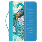 Serenity Prayer Bible Cover, Peacock Print, Medium