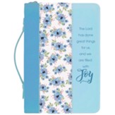 Blue Flowers Bible Cover, X-Large