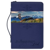 Be Strong Take Heart, Flying Eagle, Bible Cover, Navy, X-Large