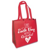 Start Each Day With A Grateful Heart Eco Tote, Red