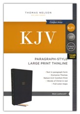 KJV Paragraph-style Large Print Thinline Bible, Comfort Print--soft leather-look, black (indexed)