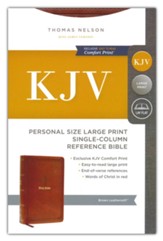 KJV, End-of-Verse Reference Bible, Personal Size Large Print, Leathersoft, Brown, Red Letter, Comfort Print