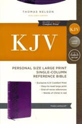 KJV, End-of-Verse Reference Bible, Personal Size Large Print, Leathersoft, Purple, Red Letter, Comfort Print