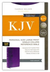 KJV, End-of-Verse Reference Bible, Personal Size Large Print, Leathersoft, Purple, Red Letter, Thumb Indexed, Comfort Print - Imperfectly Imprinted Bibles
