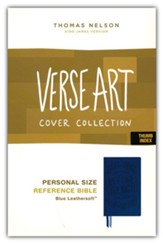 KJV, Personal Size Reference Bible, Verse Art Cover Collection, Leathersoft, Blue, Red Letter, Thumb Indexed, Comfort Print - Slightly Imperfect