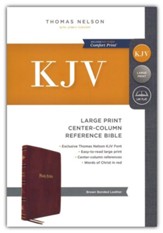 KJV Large Print Center-Column Reference Bible, Comfort Print--bonded leather, brown - Slightly Imperfect