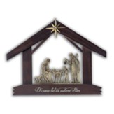 Holy Family Nativity Set, Wood And Brass