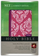 NLT Compact Bible TuTone LeatherLike fuscia floral/plum