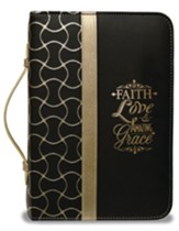 Faith Bible Cover, Black and Gold, XX-Large