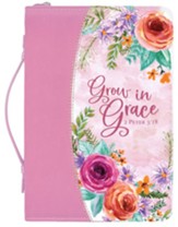 Grow In Grace Bible Cover, Pink Floral, XX-Large