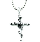 Rose Of Sharon Cross Necklace, Silver, 18