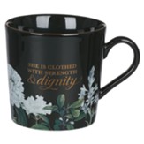 Strength & Dignity Mug, Black Floral