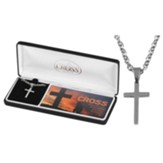 Men's Cross Pendant Necklace, Stainless Steel