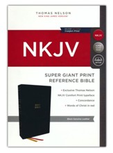 NKJV Super-Giant Print Reference Bible, Comfort Print--genuine leather, black