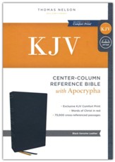 KJV Center-Column Reference Bible with Apocrypha--genuine leather, black