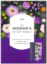 KJV Woman's Full Color Study Bible, Comfort Print--cloth over board, purple floral