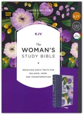 KJV Woman's Full Color Study Bible, Comfort Print--cloth over board, purple floral (indexed) - Imperfectly Imprinted Bibles