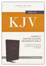 KJV Compact Center-Column Reference Bible, Comfort Print--soft leather-look, gray