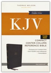 KJV Compact Center-Column Reference Bible, Comfort Print--soft leather-look, gray (indexed)