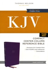 KJV Compact Center-Column Reference Bible, Comfort Print--soft leather-look, purple (indexed)