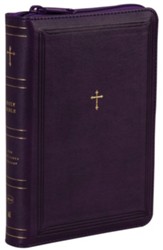 NKJV Compact Paragraph-Style Reference Bible, Comfort Print--soft leather-look, purple with zipper