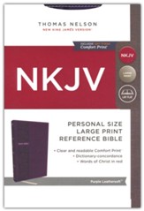 NKJV Holy Bible Personal Size Large Print Reference Bible, Comfort Print--soft leather-look, purple