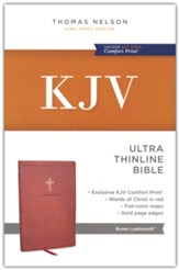 KJV Ultra Thinline Bible, Comfort  Print--soft leather-look, brown