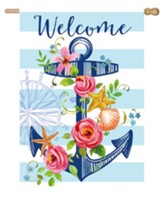 Welcome Floral Anchor Flag, Large