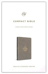 ESV Compact Bible--soft leather-look, stone with branch design