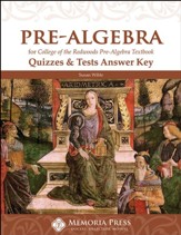 Pre-Algebra Quizzes & Tests Answer Key