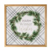 Warm Winter Wishes, Evergreen Wreath, 3-D Texture Framed Wall Art