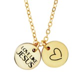 Love Like Jesus, Double Coin Heart Necklace, Gold