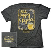 Bee Happy Rejoice, Charcoal Heather, Small