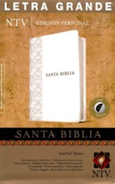 NTV Santa Biblia edicion personal letra grande, NTV Personal Size Large Print Bible, Imitation Leather, White with Thumb Index,