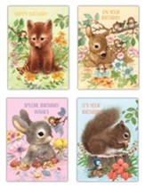 Cuddly Critters Children's Birthday Cards, Box of 12