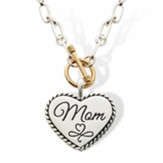 Mom Heart Link Necklace, Gold/Silver